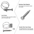 Uxcell 6pcs Double Wire Hose Clamp 25-29mm Adjustable Stainless Steel Clips With M6 Bolt For Dust Collection Pump Pipe