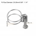 Uxcell 6pcs Double Wire Hose Clamp 25-29mm Adjustable Stainless Steel Clips With M6 Bolt For Dust Collection Pump Pipe