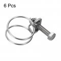 Uxcell 6pcs Double Wire Hose Clamp 25-29mm Adjustable Stainless Steel Clips With M6 Bolt For Dust Collection Pump Pipe