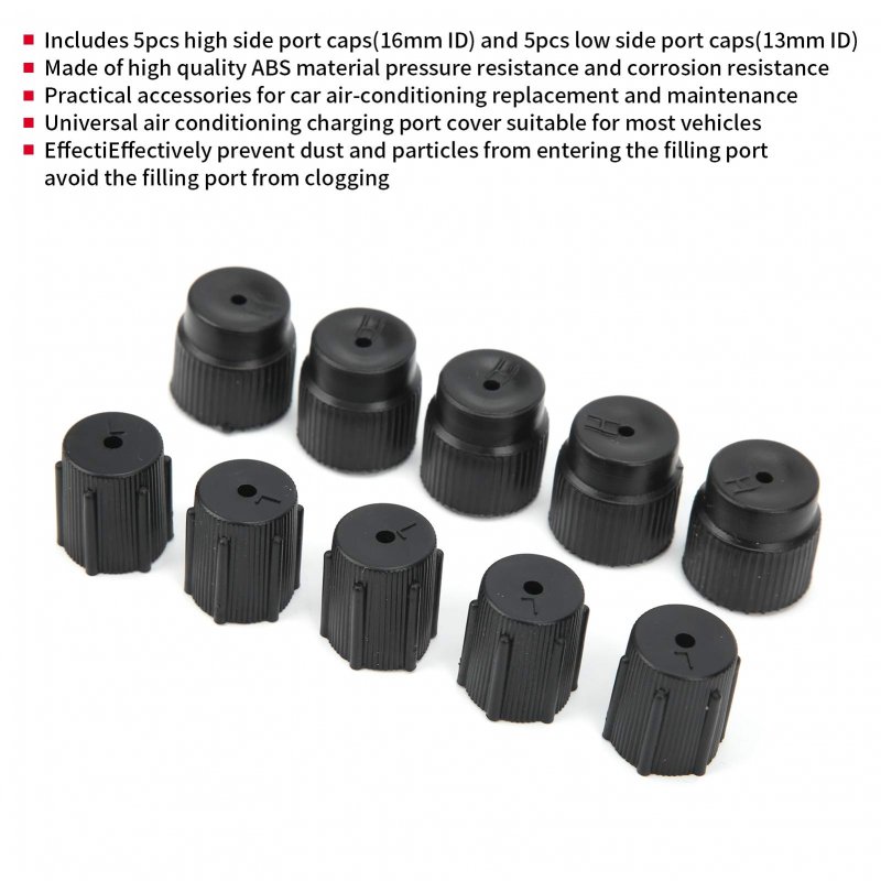 Air Conditioning Service Valve Fitting Cap 10pcs Universal A C Charge Port Car Parts
