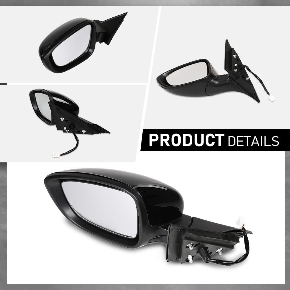 Power Mirror For Honda Accord Sedan 2018 2019 2020 2021 2022 Left Driver Side Glossy Black 3 Pin Manual Folding 76258tvaa02