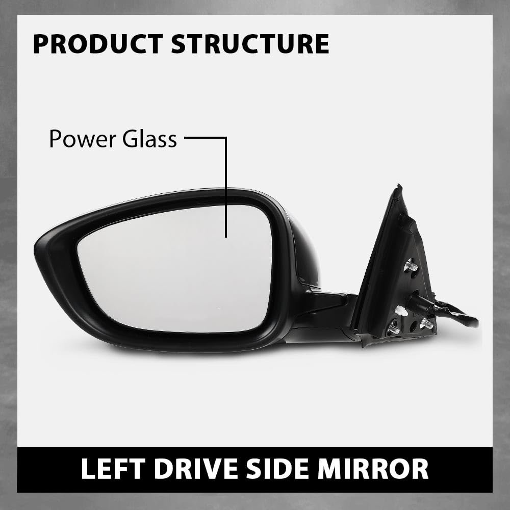 Power Mirror For Honda Accord Sedan 2018 2019 2020 2021 2022 Left Driver Side Glossy Black 3 Pin Manual Folding 76258tvaa02