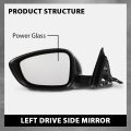 Power Mirror For Honda Accord Sedan 2018 2019 2020 2021 2022 Left Driver Side Glossy Black 3 Pin Manual Folding 76258tvaa02