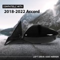 Power Mirror For Honda Accord Sedan 2018 2019 2020 2021 2022 Left Driver Side Glossy Black 3 Pin Manual Folding 76258tvaa02