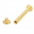 Uxcell M5x35mm Brass Plated Phillips Cap Binding Chicago Screws Posts Barrel Nuts 10pcs
