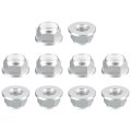 Nylon Insert Hex Lock Nuts 10pcs M5 X 0 8mm Aluminum Alloy Self-locking Anodizing Flange Nut For Fasteners Silver 