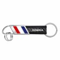 Ipick Image Ford Mustang Cobra Real Carbon Fiber Leather Key Chain With Red White Blue Stripe