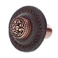 Vicenza Designs K1283 San Michele Round Knob With Brown Leather Strap Large Antique Copper 