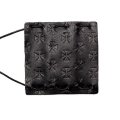 Biker Cross Black Leather Handlebar Cover Sets With 12 Fringe Debossed Design Genuine For True Biking Enthusiasts 