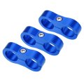 3pcs Aluminum Alloy An10 Car Hose Separator Clamp Fuel Line Connector For Oil Blue 