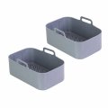 2pcs Air Fryer Silicone Pot For Ninja Foodi Dual Dz201 Reusable 8qt Liners Rectangle Basket Accessories Gray 