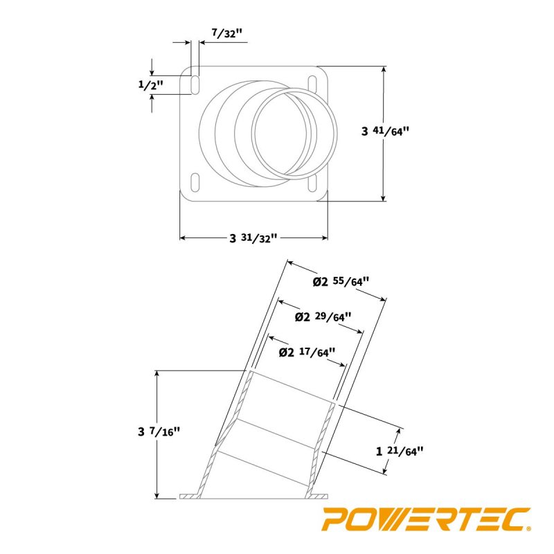 Powertec 70124 Universal Dust Port 2-1 2