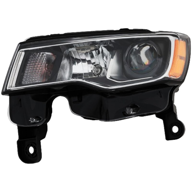 Partomotive For 17-22 Grand Cherokee Front Halogen Headlight Headlamp With Bulb Chrome Trim Left Driver Side