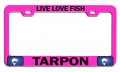 Live Love Fish Tarpon Fishing Pink Metal License Plate Frame Tag Holder Universal Fit For Us And Canada Vehicles 12 5 X 6 In 