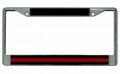 Thin Red Line Firefighter Chrome License Plate Frame