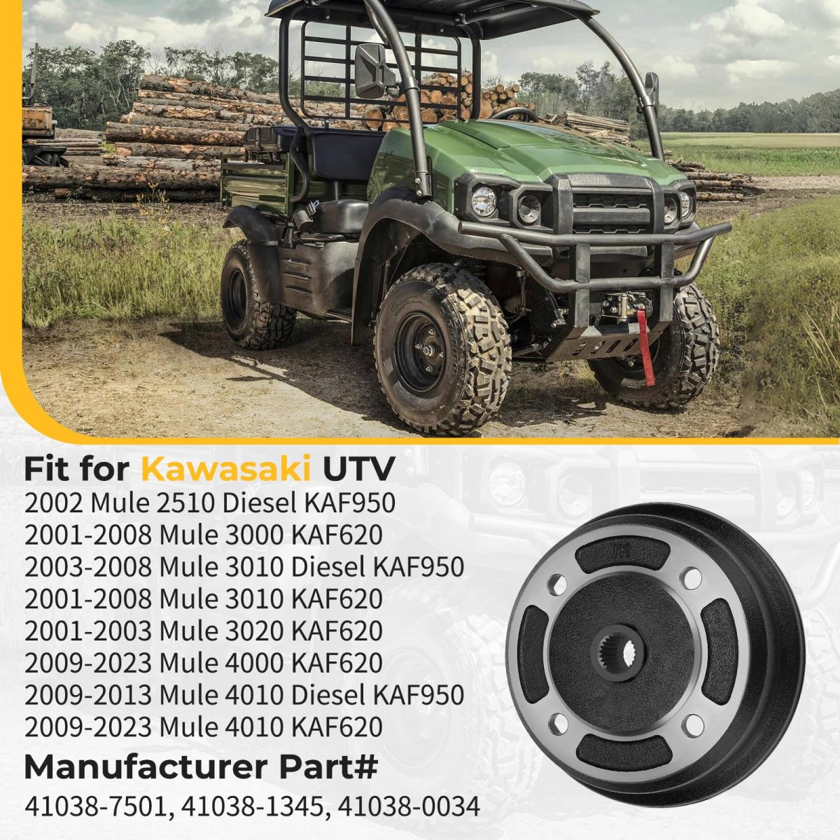 Front Wheel Brake Drum Hub For Kawasaki Mule 4010 4000 3020 3010 3000 2510 Kaf620 Kaf950 2001 Up Part 41038-7501 41038-1345