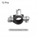 Uxcell 15-19mm Rigid Pipe Strap Clamps Carbon Steel Bracket Tube Clip M8 M10 Nut Size For Water 12 Pcs