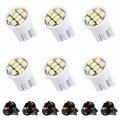 6pcs T10 Wedge Pc194 168 W5w Led Light Bulb Instrument Panel Gauge Cluster Dash Lighting Indicator Lamps W Base Socket 