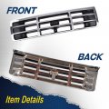 G-plus Front Grille Compatible With 1992-1997 Ford F250 F350 Platinum Chrome W Emblem Truck Replacement