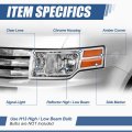 Factory Style Halogen Headlight Assembly Compatible With Ford Flex 2009-2012 Driver Left Side Chrome Housing Amber Corner