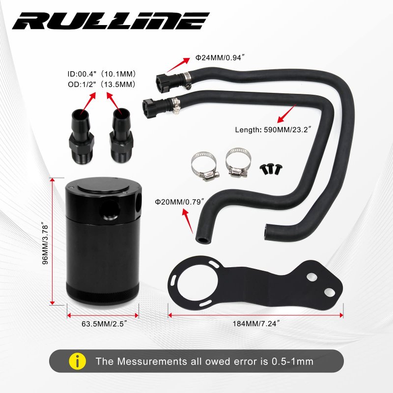 Baffled Oil Catch Can Kit Separator Reservoir Tank For 2016 2022 Chevy Camaro Ss Black 6061 Billet Aluminum 2 Port Performance