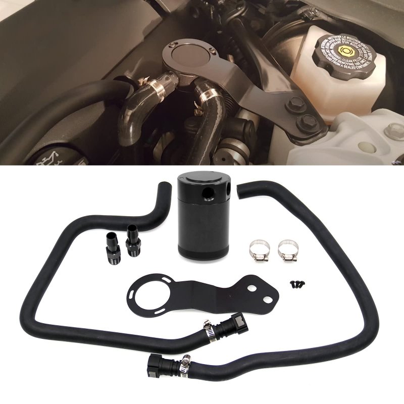 Baffled Oil Catch Can Kit Separator Reservoir Tank For 2016 2022 Chevy Camaro Ss Black 6061 Billet Aluminum 2 Port Performance