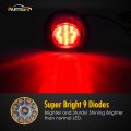 Partsam Pair 2 Clear Red Flush Mount Mini-reflex Side Marker Led Light Truck Rv Trailer 9led W Grommet Faceted Round Clearance