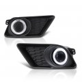 Vipmotoz Front Pure White Halo Ring Projector Fog Lights For 2011-2014 Compatible With Dodge Charger Chrome Housing Clear Lens 