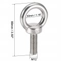 Uxcell Lifting Eye Bolt M12 X 40mm Male Thread 304 Stainless Steel For Hanging Pack Of 2