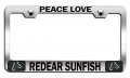 Peace Love Redear Sunfish Fishing Chrome Metal License Plate Frame Tag Holder J6 