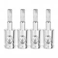 4pcs Amp Input Reducer Copper 4 Gauge Car Stereo Audio Awg Pin Power Ground Wire Silver Tone 