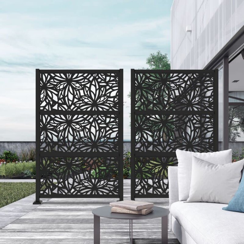 Barrette Outdoor Living 73055262 2 X 4 Ft Freesia Black Decorative Screen Panel
