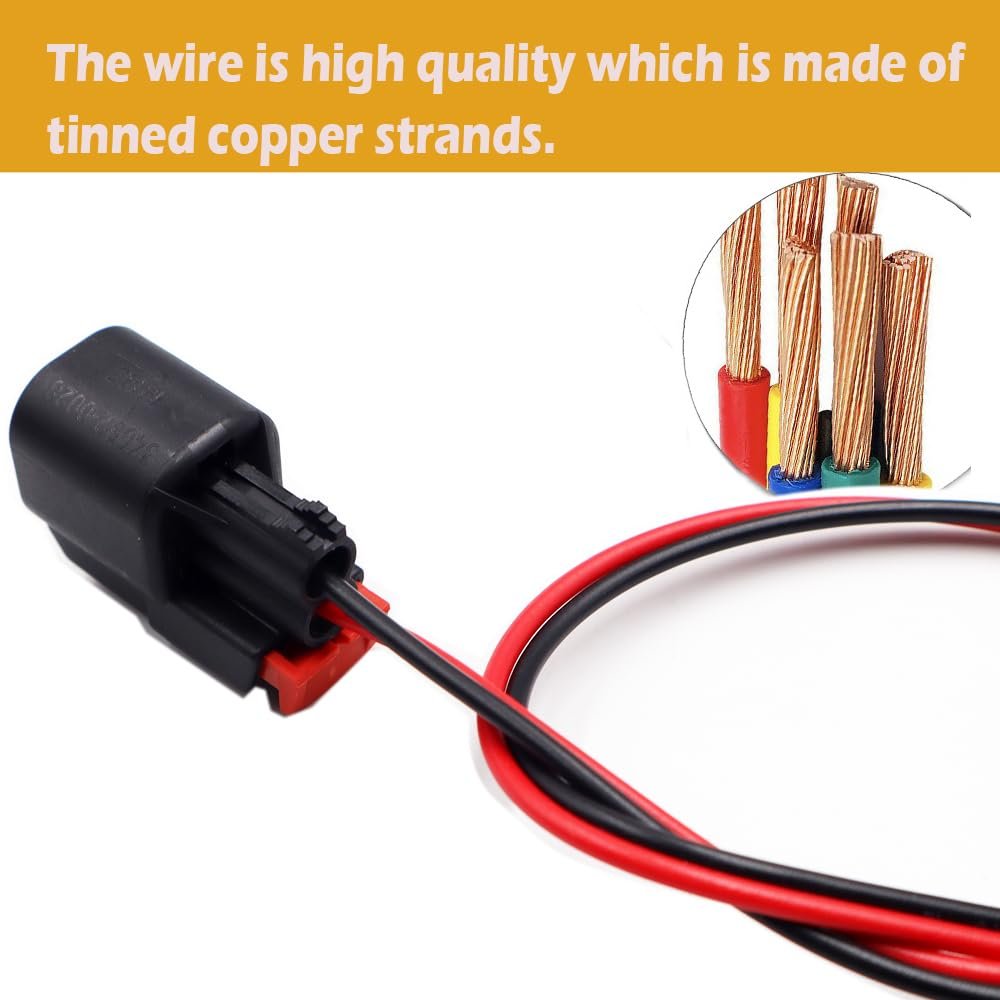 Alternator Connector Pigtail 2 Pin For Jeep Wrangler007 2023 56029765aa 04801304ac Tinned Copper Wire 11 8 In 2 Pack
