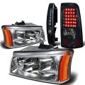 Compatible With Chevy Silverado Gmt800 2pc Pair Of Chrome Amber Corner Headlight Smoked Lens Led Tail Light