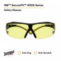 3m Securefit 400 Series Safety Glasses Sf403xsgaf-yel Yellow Black Amber Scotchgard Anti-fog Anti-scratch Lens