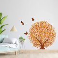 Fayygyh 3 Sheets Autumn Maple Tree Wall Stickers Yellow Butterfly Thanksgiving Art Mural Bedroom Living Room Home Decoration 
