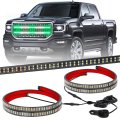 Xridonsen 2pcs 30 Inch Green White Grill Emergency Lights Strip 360 Led Truck Tailgate Rear Window Grill Strobe Warning Hazard 