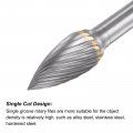 Uxcell Carbide Burrs Rotary Files Single Cut Tree With Pointed Nose Tungsten Tip 10mm Cutting Head 6mm Shank 100mm 4-inch