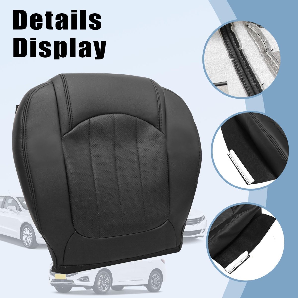 Ebony Black Front Bottom Perforated Leather Replacement Seat Covers For Chevy Traverse Gmc Acadia 2008 2017 And Buick Enclave
