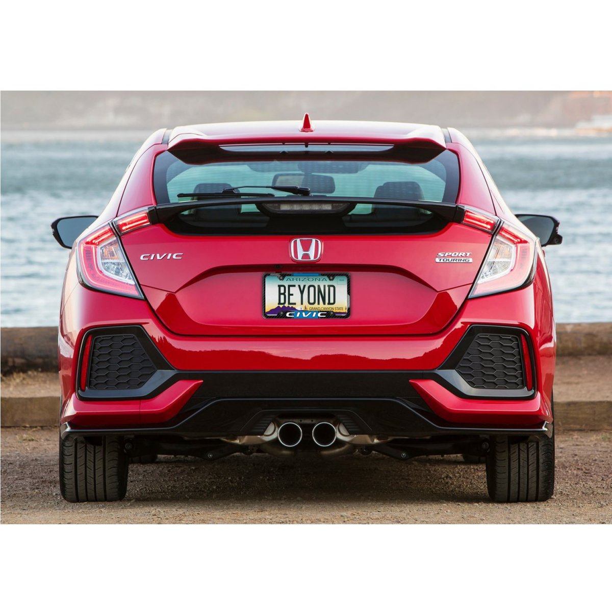 Honda Civic Blue Racing Stripe Black Real Carbon Fiber 50 States License Plate Frame