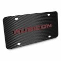 Ipick Image Compatible With Jeep Rubicon 3d Logo Red Edge On Black Carbon Fiber Patten Stainless Steel License Plate