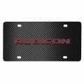 Ipick Image Compatible With Jeep Rubicon 3d Logo Red Edge On Black Carbon Fiber Patten Stainless Steel License Plate