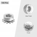 Uxcell 100pcs M3 K-lock Nut With External Tooth Washer 304 Stainless Steel Star Locking Nuts Washers Silver