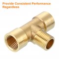 Uxcell Brass Tee Pipe Fitting 1 4 X Npt 3 Way T-connector Coupler Adapter For Gas Transport Connect Pipelines 2pcs