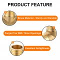 Uxcell Brass Tee Pipe Fitting 1 4 X Npt 3 Way T-connector Coupler Adapter For Gas Transport Connect Pipelines 2pcs