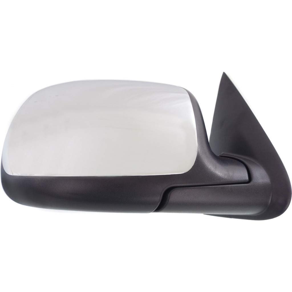 Passenger Side Door Mirror For Chevy Silverado 1500 1999 To 2006 Manual Non Heated Chrome With Black Cover Replacement 25876715