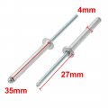 Uxcell 20 Pcs 4mm X 35mm Aluminum Steel Open End Blind Rivets