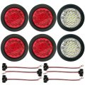 6 Pcs 4 Round Diode Led Light 4 Red 2 White With Grommet Pigtail Universal Fit For Turn Tail Stop Reverse On Truck Trailer Bus 