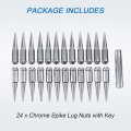 Jdmspeed New Wheel Spike Lug Nuts 24pcs With 1 Socket Key Chrome 14x1 5 4 Tall 6 14mmx1 Replacement For Gmc Chevy Ford Vehicles