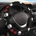 Rose With Jolly Roger Steering Wheel Covers Anti Slip Elasticity Car Accessories Protector Universal 15 Inch For Cars Suv 